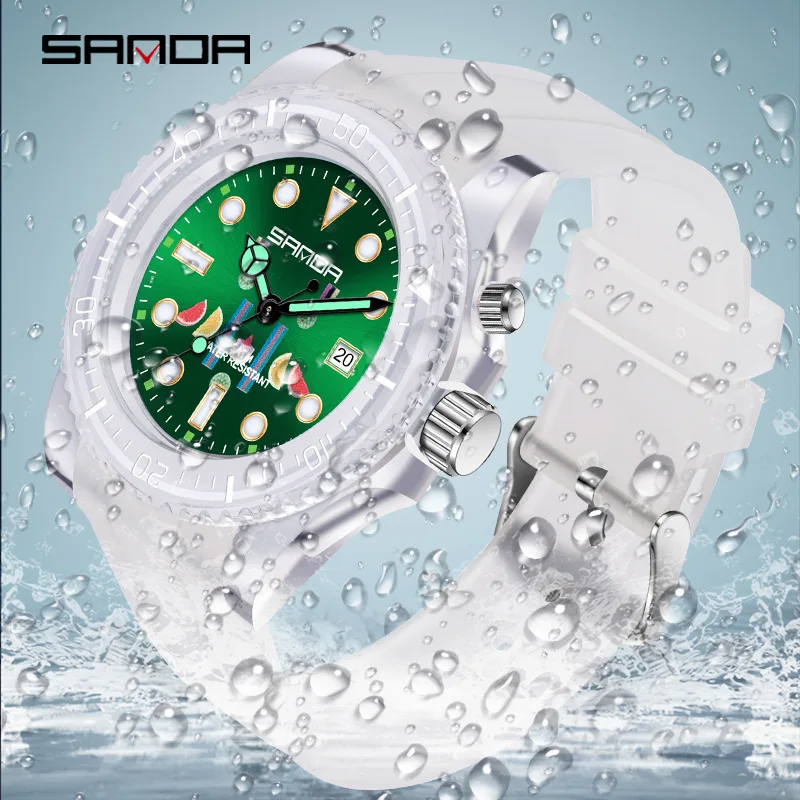 SANDA 6078 Student Quartz Watch Creative Sports Date Pointer Display with Silicone Strap Wristwatches for Kids Watches Gift