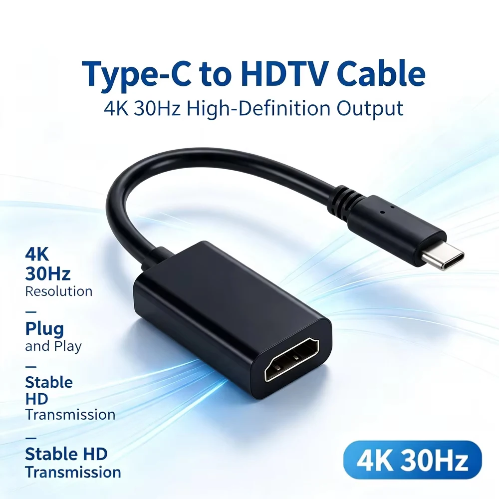 Type C To HDMI-compatible Adapter 4K@30Hz USB C To HDTV Converter USB 3.1 HDTV Cable Adapter For MacBook Air iPad Lapto