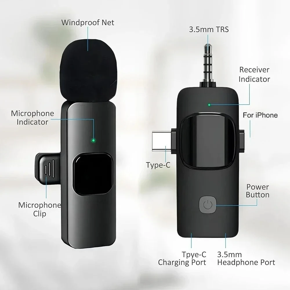 Wireless Lavalier Microphone For Type-C Smartphones mini Mic for Vlogging  Facebook Videos Microphones Audio Recording image 3