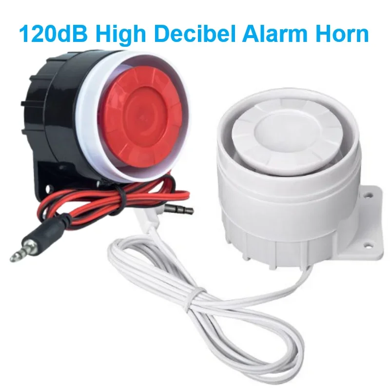 120dB Buzzer Alarm Horn Anti-theft Alarm Wired 12V High Decibel Police Siren Air Raid Siren with Audio Jack 72cm Cable