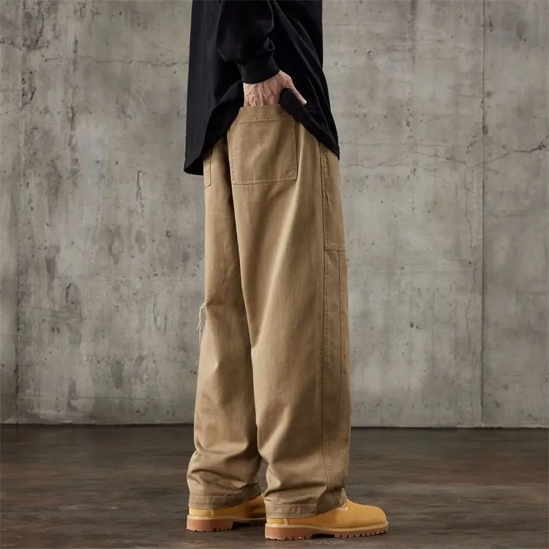 2024 New Loose Vintage Casual Pants for Men Autumn and Winter Straight Workwear Trousers