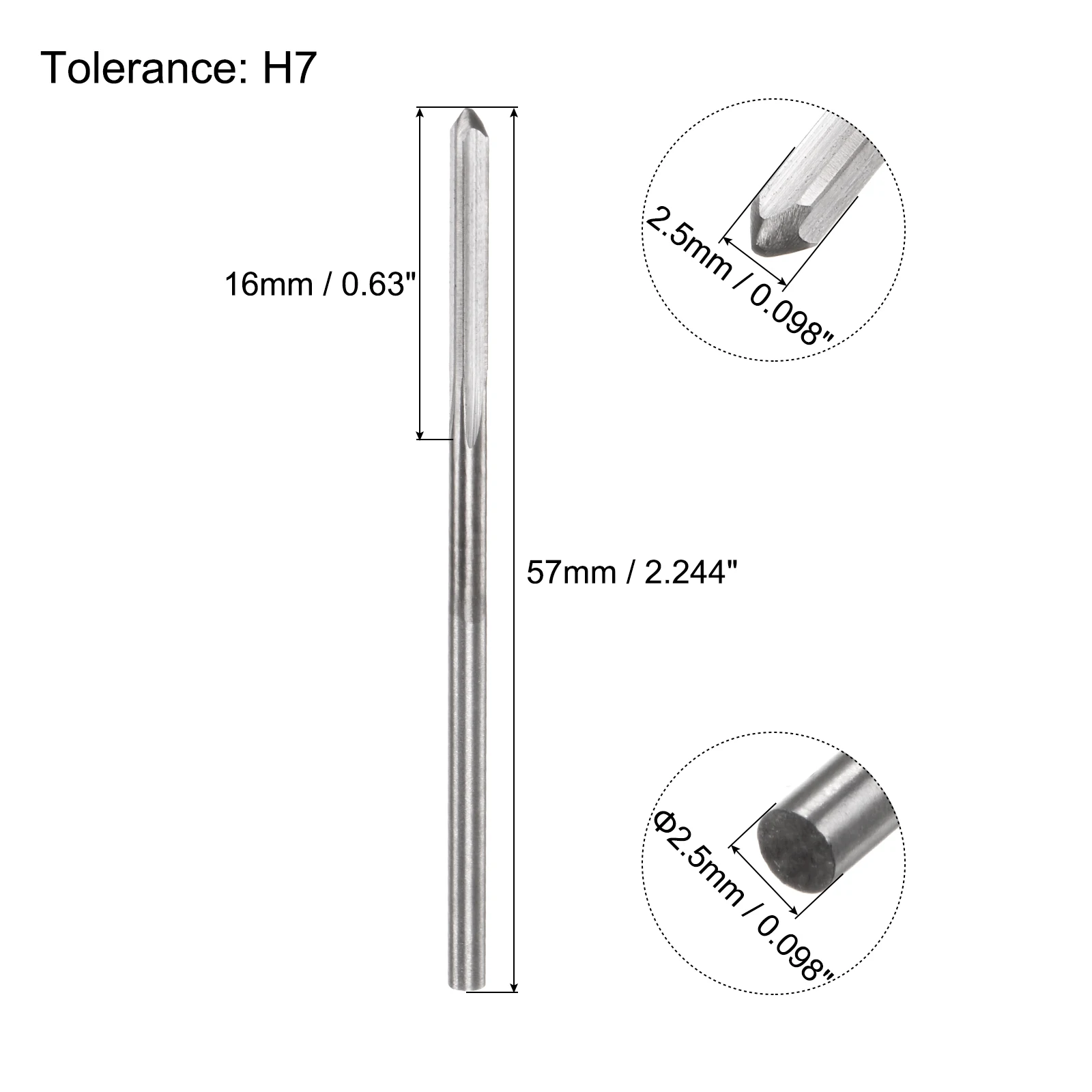 Chucking Reamer 1mm-2.5mm High Speed Steel HSS H7 Straight Flute Machine Reamer Bit for Stainless Steel Aluminum Plastic Wood