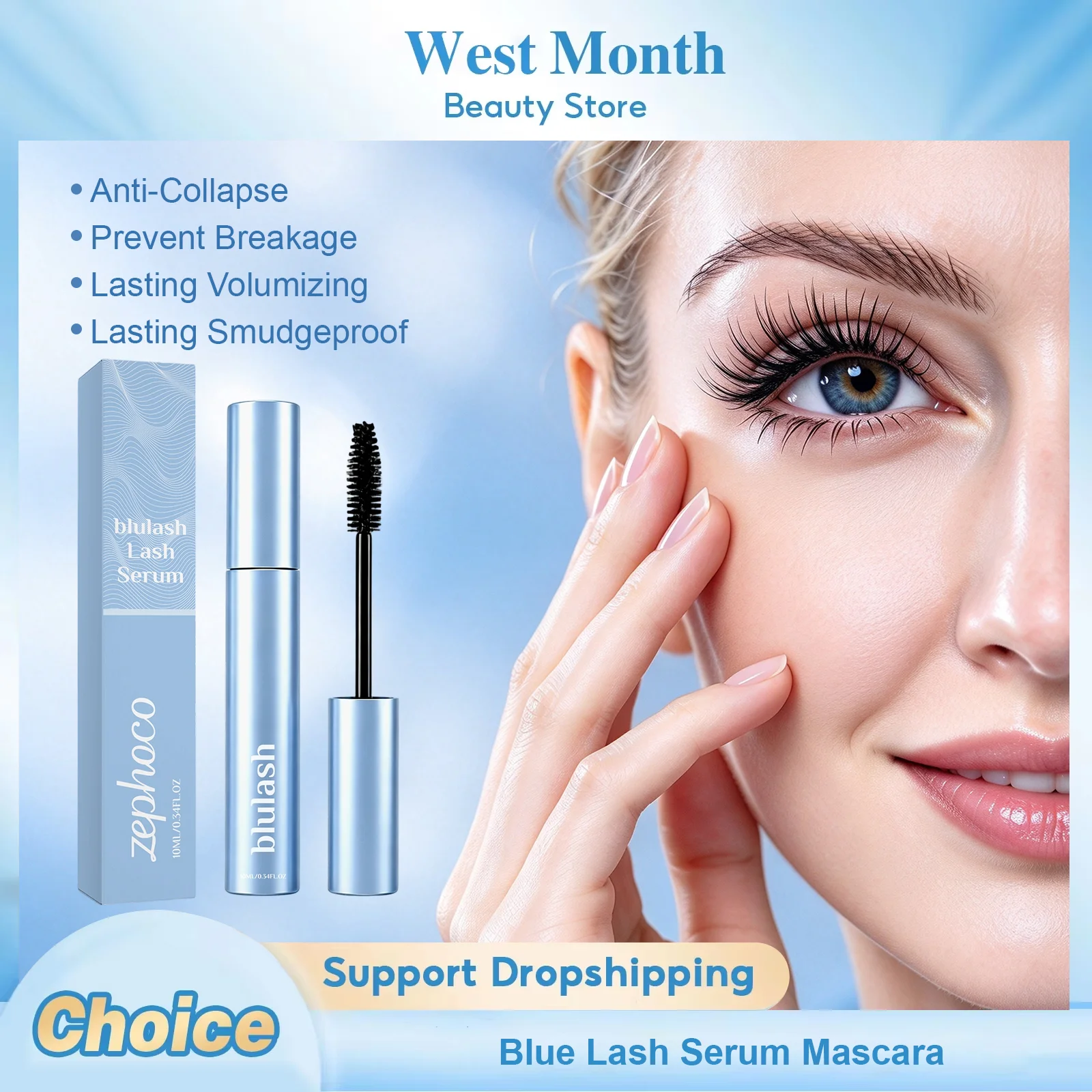 Blue Blue Lash Serum Mascara Waterproof Long Lasting Volumizing Anti‑Collapse Gentle Nourish Eyelashes Prevent Breakage Eye Makeup - Aliexpress Deal