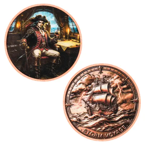 1pc Vintage Pirate Captain Pure Copper Challenge Coin Storm Voyage Nautical Commemorative Medal Home Decor Table Ornament Gifts