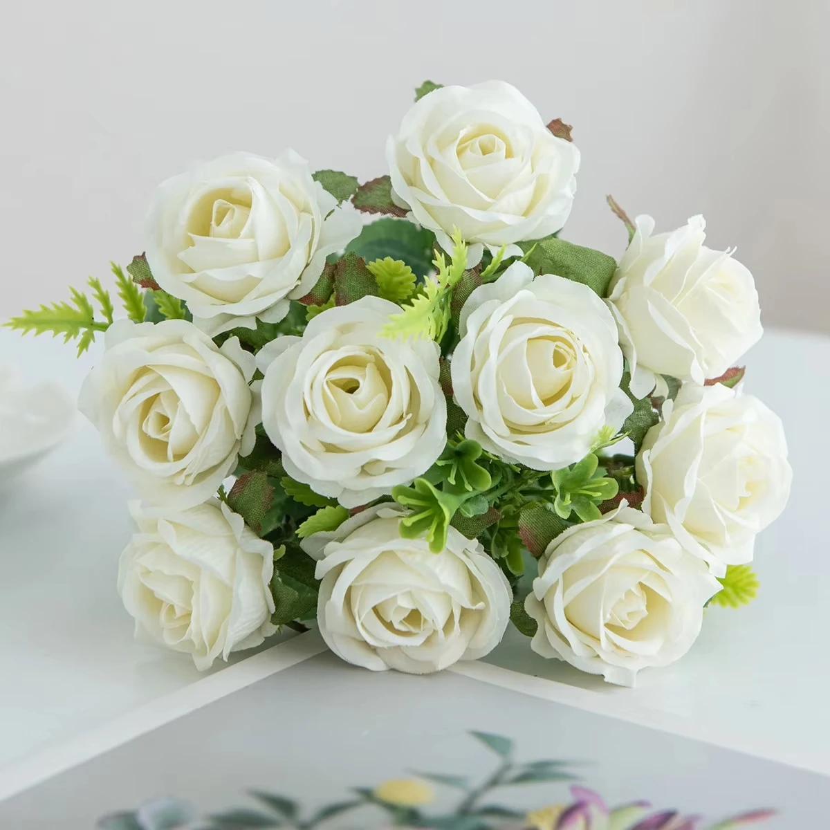 Artificial Flowers Silk Rose Wedding Bridal Bouquet Garden R