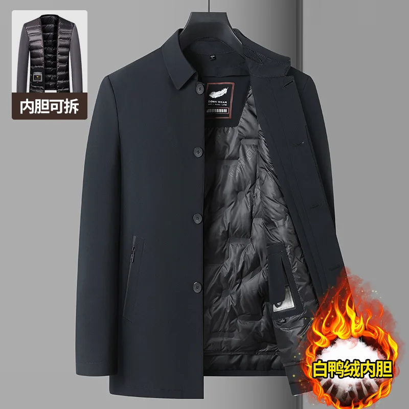 

Men's Thick Warm Detachable Liner Down Jacket for Dad Winter White Duck Down Coat Business Outwear chaqueta sin mangas JK-187