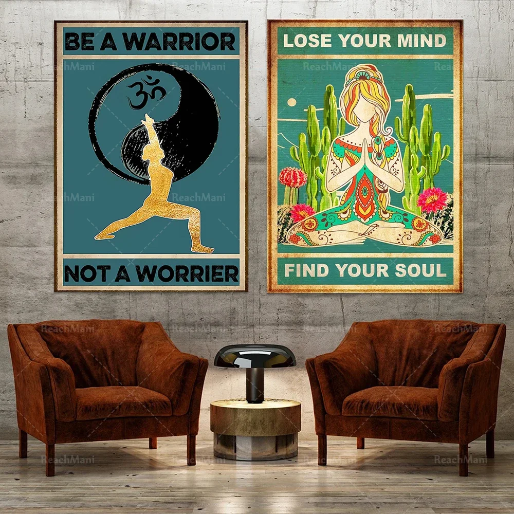 Yoga Be a Warrior Don't Worry Poster, Yoga Lose Your Mind Find Your Soul Poster, Favorite Yoga and Succulents Poster, Hippie Gir
