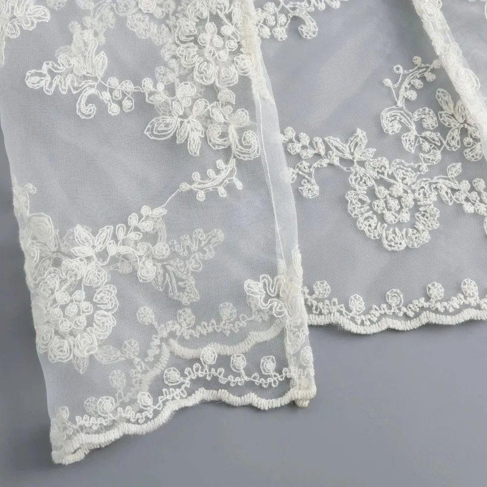 Fashion Lace Gauze Fake Skirs Floral Embroidery Matching Pants Dress Wrap Butt Curtain Streetwear Y2k Wrap Skirt Women