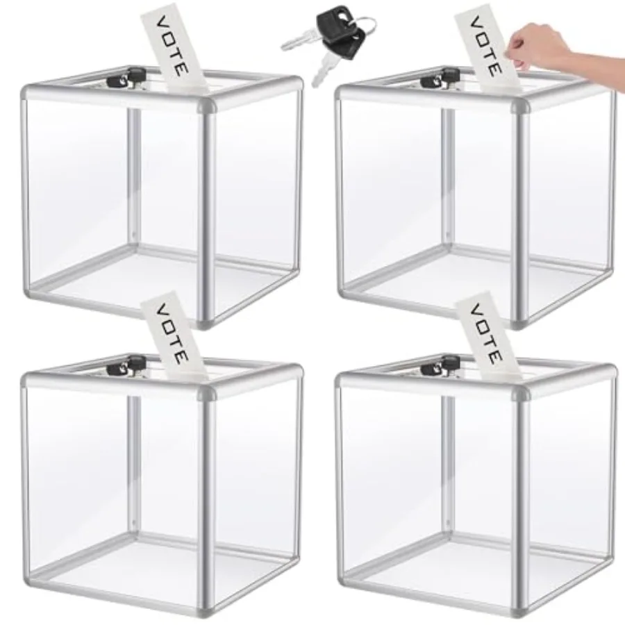 

Large Clear Acrylic Donation Raffle Box with Slot Lock for Fundraising Drawings Suggestion Tickets Storage Tip Jar Voting