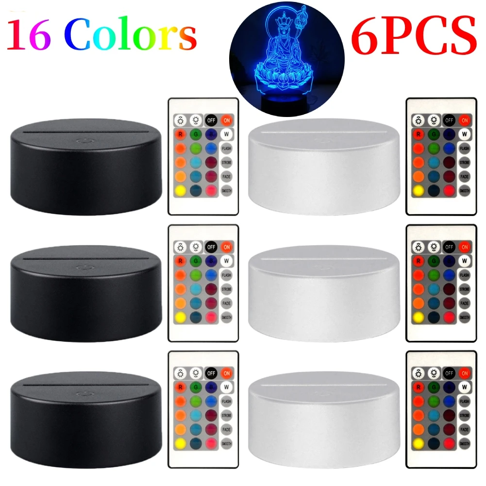 1-6PCS Acrylic Light Board Base 16 Colors Decorative Light Display Stand Remote Control LED Lamp Base for Acrylic Resin Glass