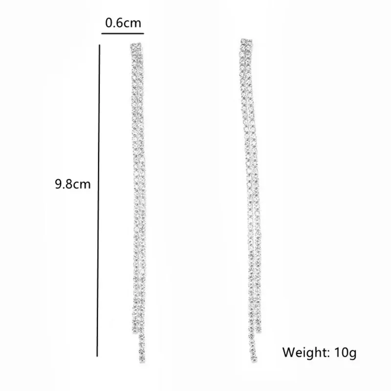 FYUAN Long Tassel Rhinestone Drop Earrings for Women Green Blue Gold Silver Color Crystal Dangle Earring Party Wedding Jewelry