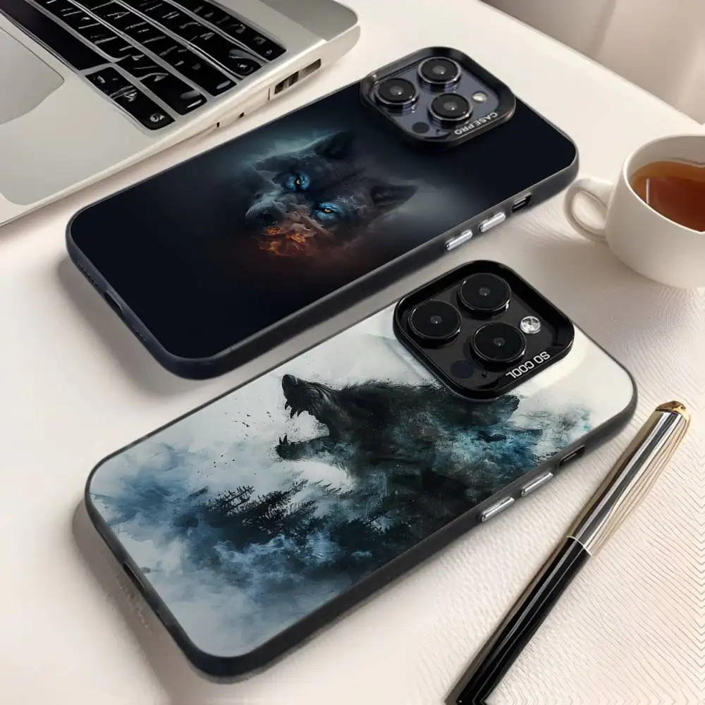 

The Wolf Phone Case For iPhone 16,15,14,13,12,11,8,7,Pro,Max,Plus,Mini,XS,SE Anti Fall Black Matte Hard