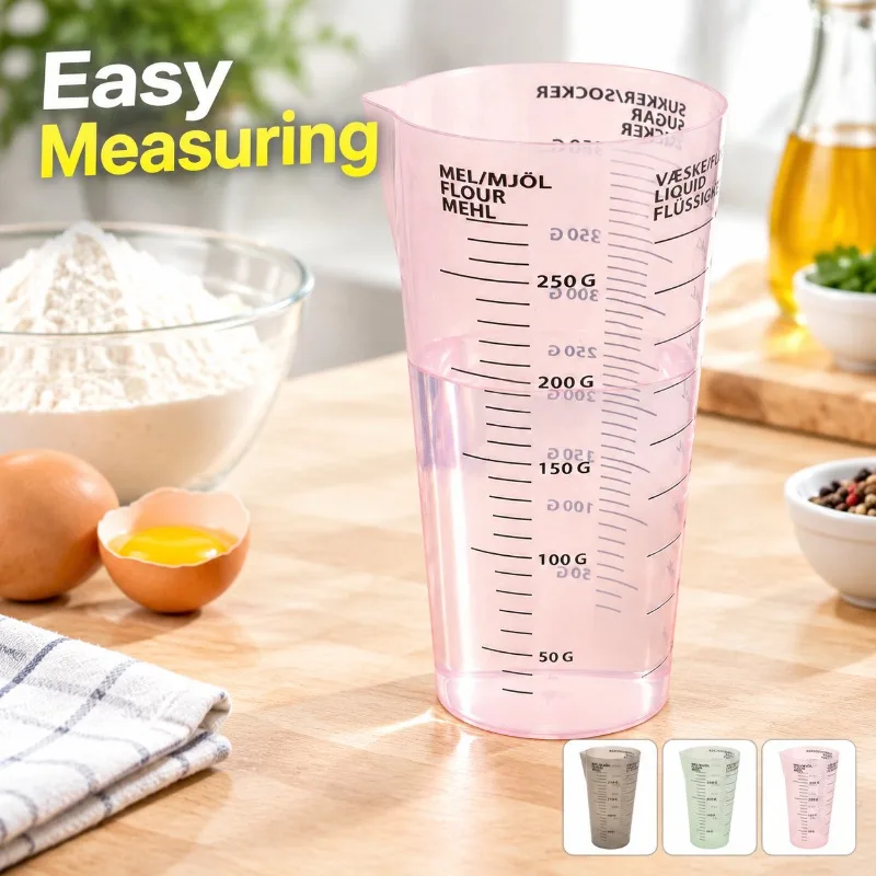 Semi-transparent Graduated Measuring Vessel Plastic Metering Jug Baking Liquid Measurement Tool Seasoning Juice Container