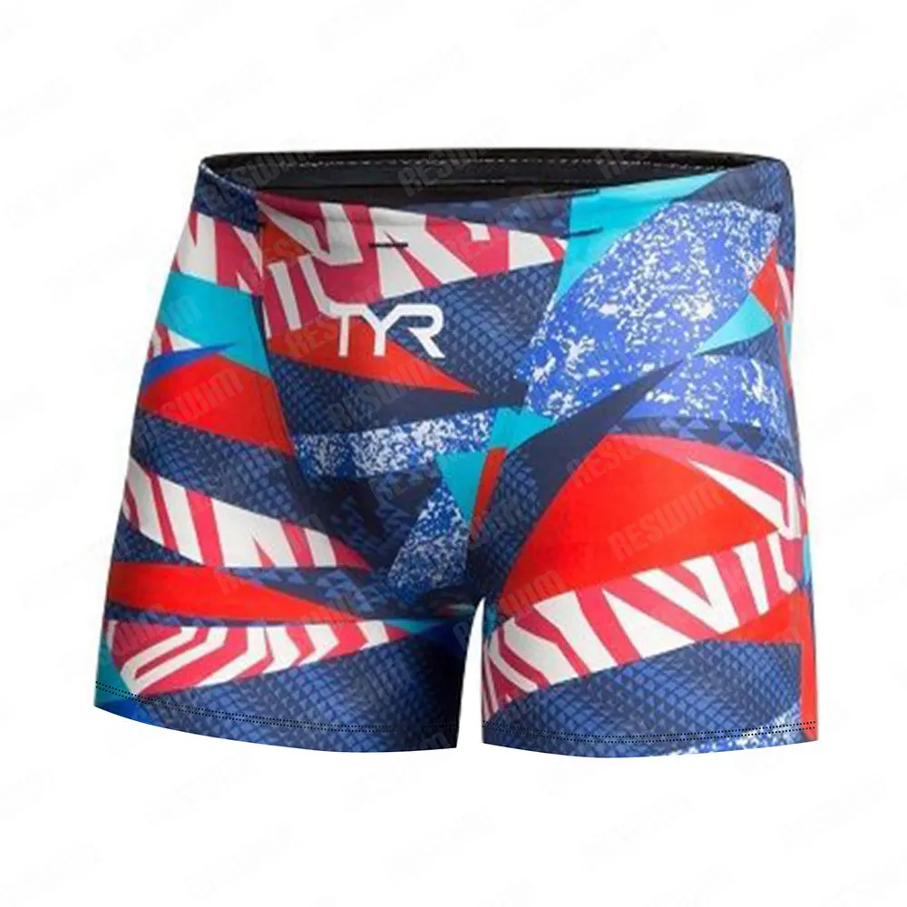 Pantalones cortos de natación para hombre, traje de baño de entrenamiento atlético de resistencia, bañadores de playa, pantalones cortos de Surf ajustados, verano 2025