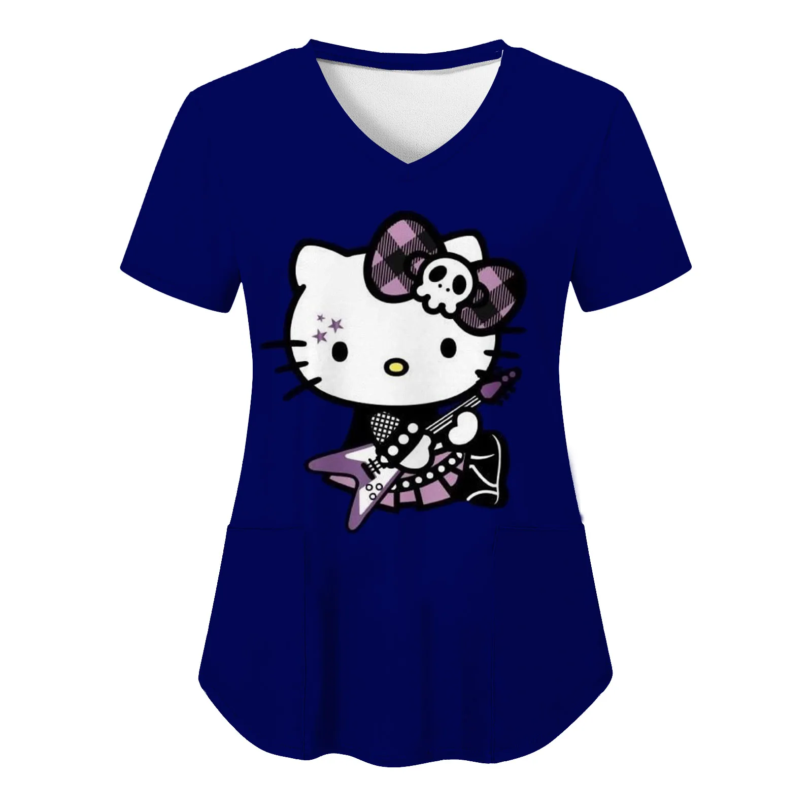 Woman Nurse Uniform Sanrio Hello Kitty Summer Kawaii Y2k Clothes Trendy Hospital Animal Streetwear Fashion Short Sleeve 3D Print