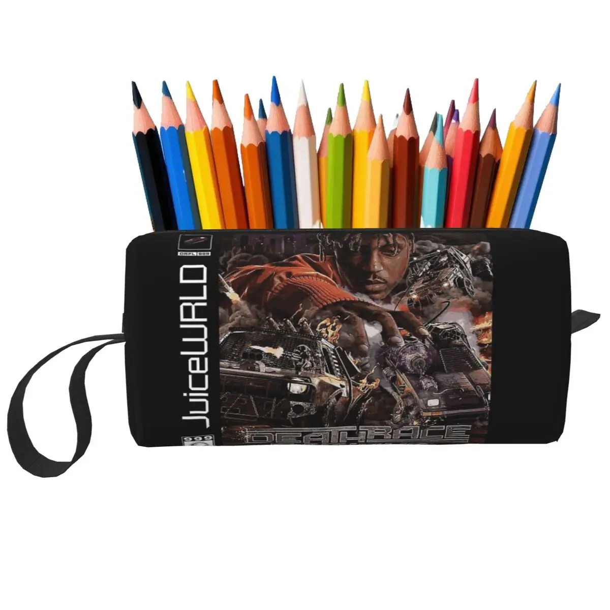 مقلمة جدارية من JuiceWrld Death Race Love لهدايا الطلاب، صندوق أقلام رصاص، حقيبة أقلام رصاص، لوازم مكتبية، حقيبة مستحضرات تجميل للسفر للنساء