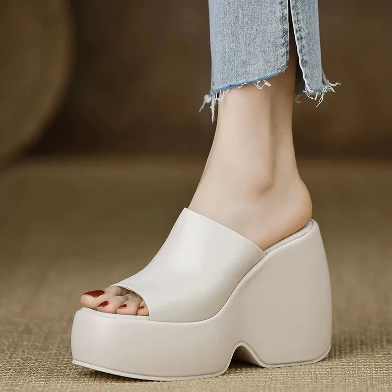 Sandalias y Chanclas de Plataforma con Pedrería para Mujer, Novedad de Verano 2026, con Decoración Floral y Aumento de Altura
