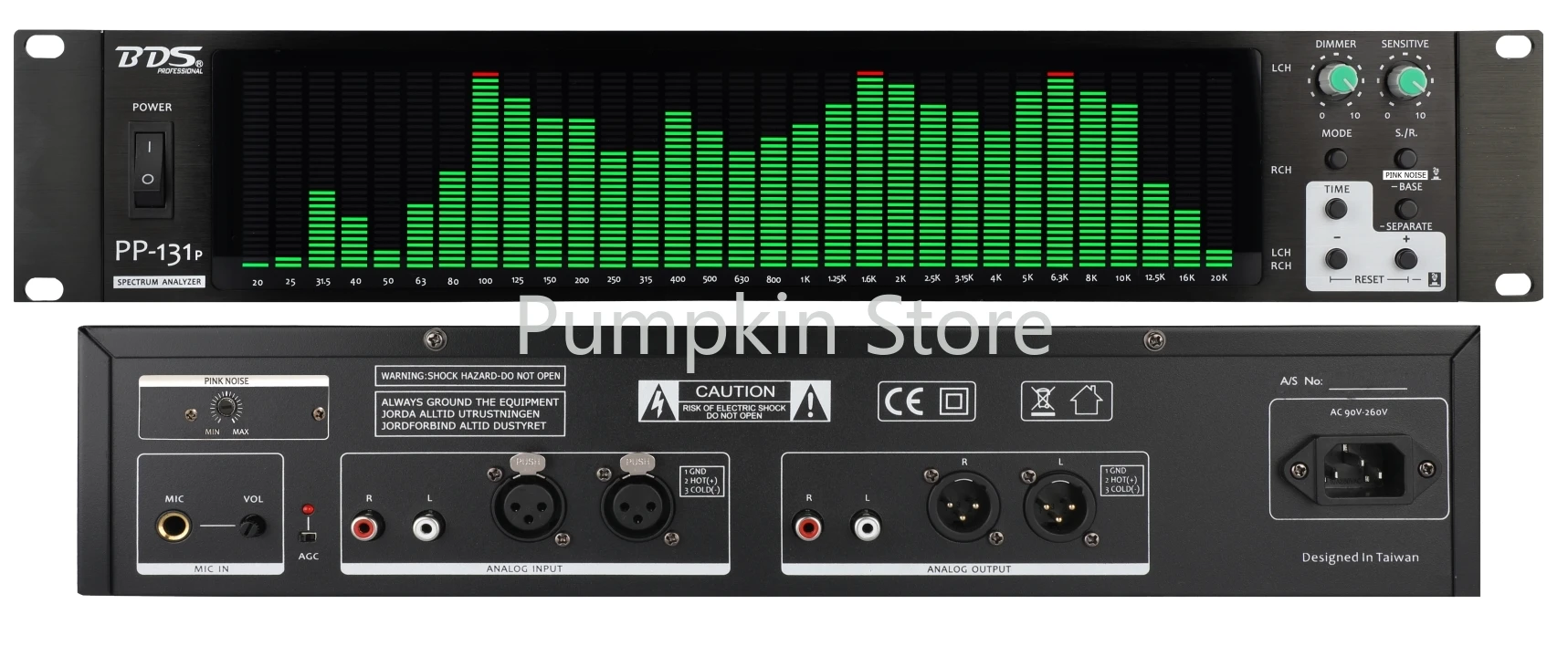 

BDS PP-131 Rack-Mounted 2U Spectrum Display Equalizer Audio Level Amplifier Spectrum Analyzer Level Powe Analyzer Led