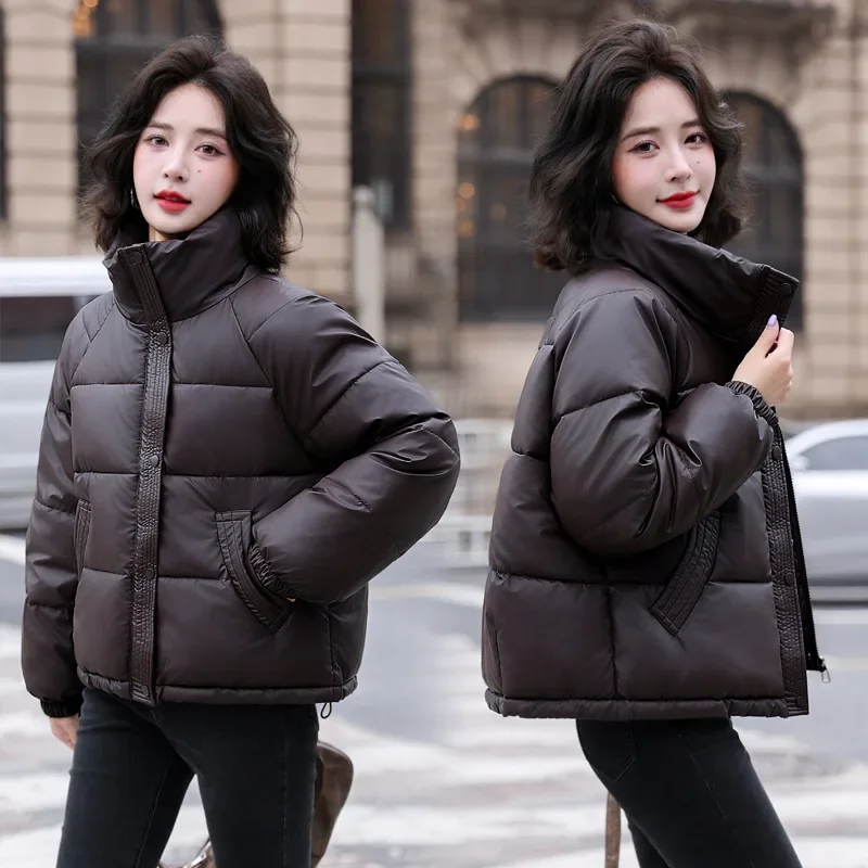 Women Parkas Winter Warm Loose Puffy Coats Cotton Padded Stand Collar Korean Jackets Black Fashion Female Clothes