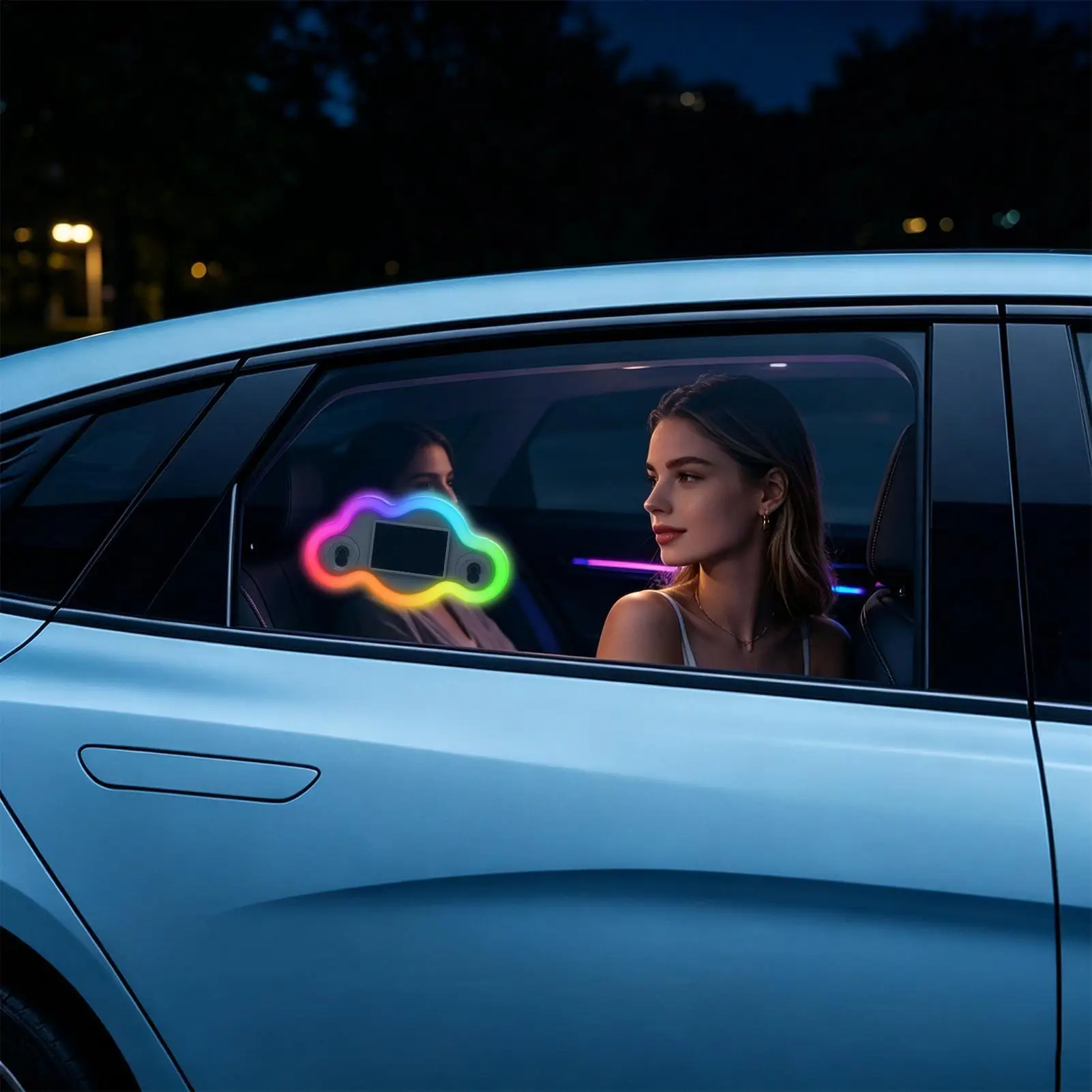 Car Window Lights Cloud Shaped Suction Cup Ambient Decor With Multiple Modes Car Window LED Display For Truck Windshield Vehicle