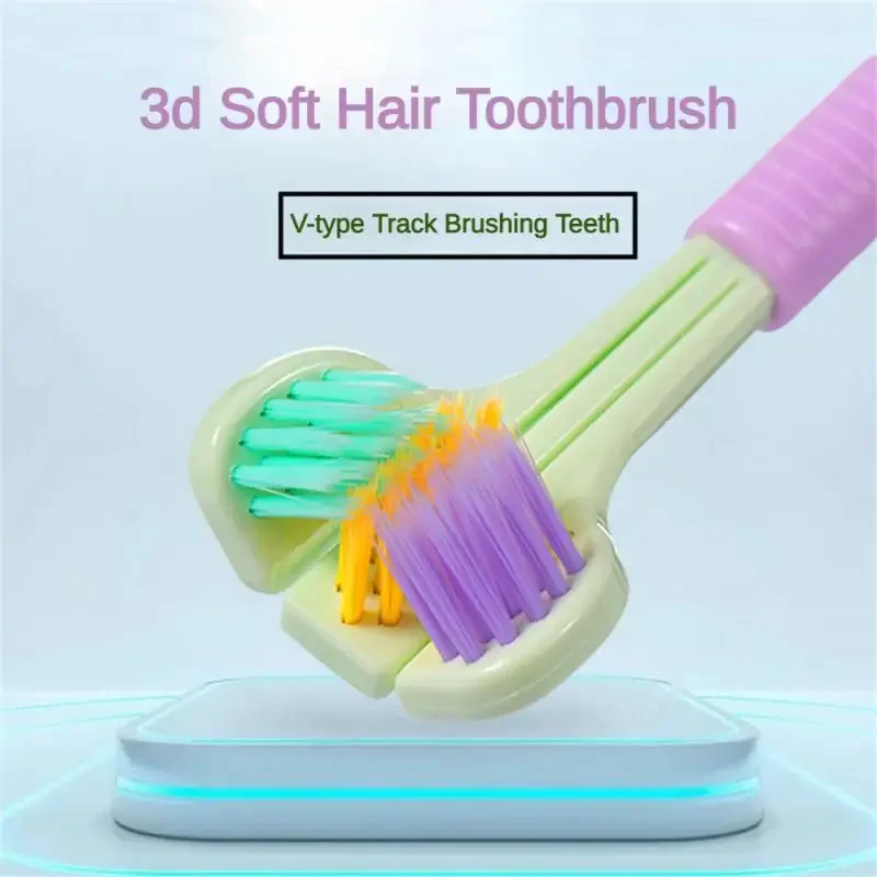 Stereo Three-Sided Toothbrush PBT Ultra Fine Soft Hair Adult Toothbrushes Tongue Scraper Deep Cleaning Oral Care Teeth Brush