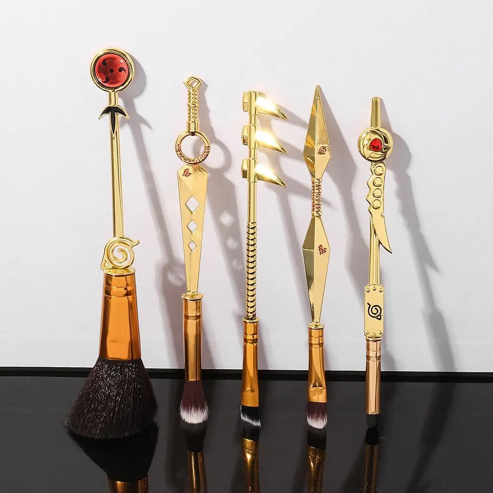 Naruto Anime Makeup Brush 5-Piece Set - Kunai & Sharingan Themed Loose Powder & Eyeshadow Brushes Cosplay Beauty Tools view 5