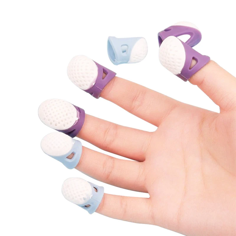 Sewing Thimbles Silicone Sewing Finger Tips Anti-slip Finger Cover Hollowed Protector Sleeve DIY Hand Cross-stitch Sewing Tools