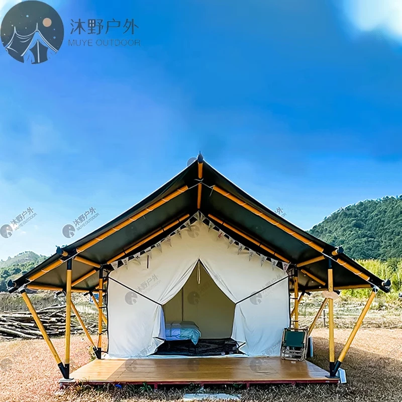 Camp, hotel, tent, overnight stay, wooden house, B&B, leisure and entertainment tent, catering tent, large space, shade room