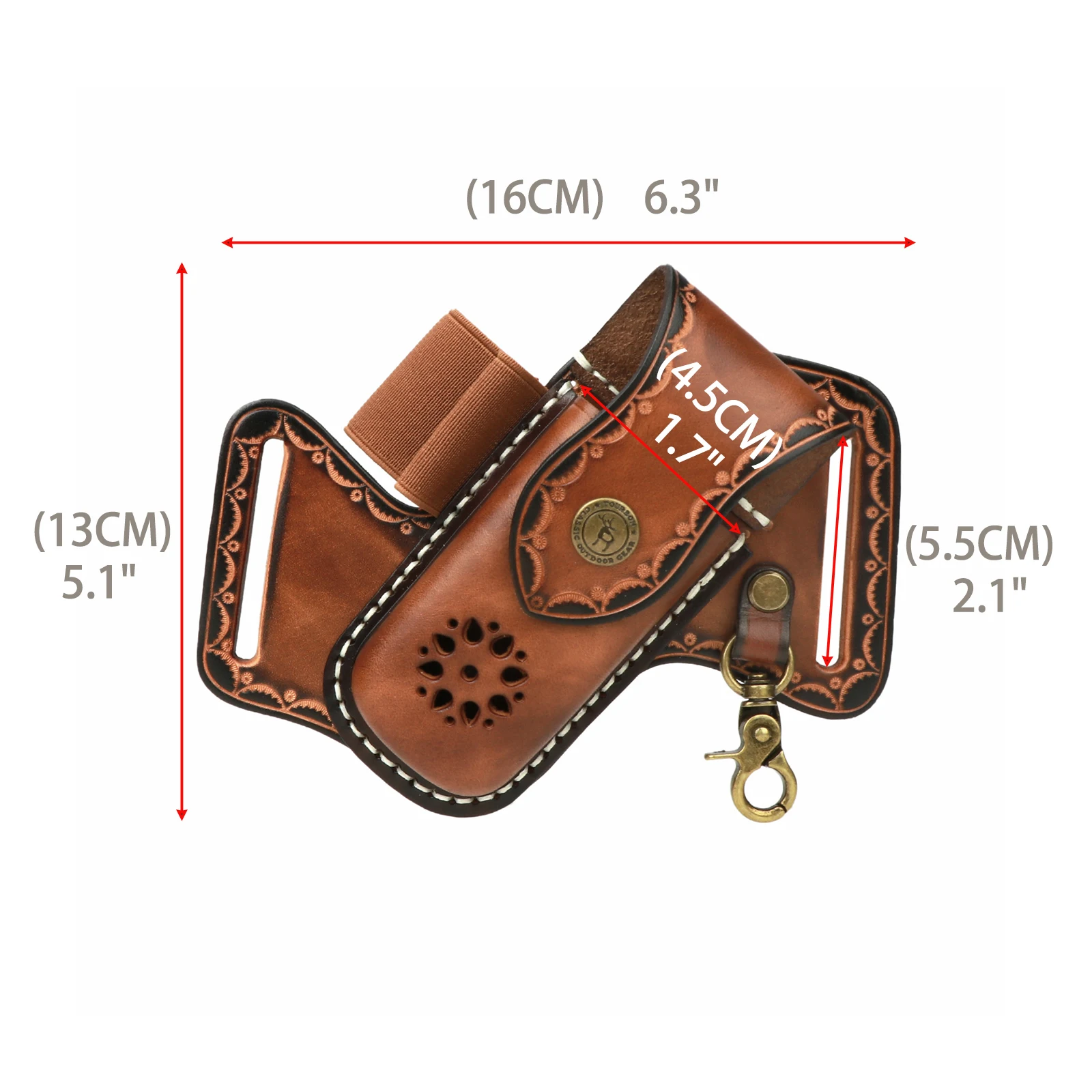 Tourbon Leather EDC Pocket Organizer Folding Knife Pouch Multitool Sheath with Flashlight Holder Pen Loop for Belt Brown