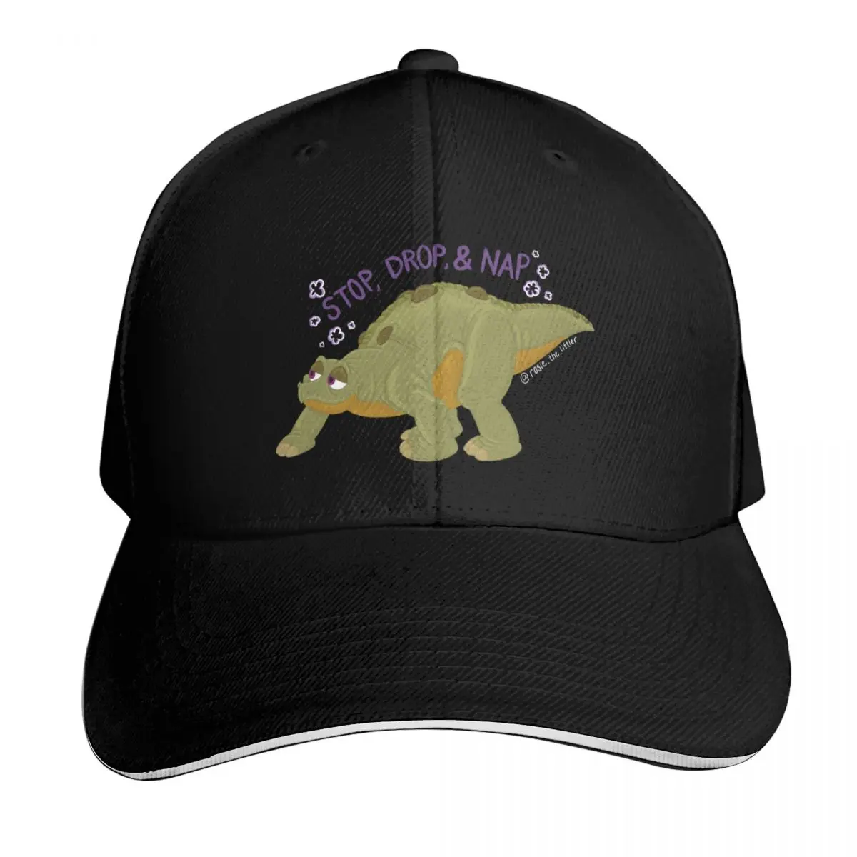 Stop, Drop, & Nap Baseball Cap Contrast Two Tone Brim Snapback Flat Bill Strapback Dad Hat
