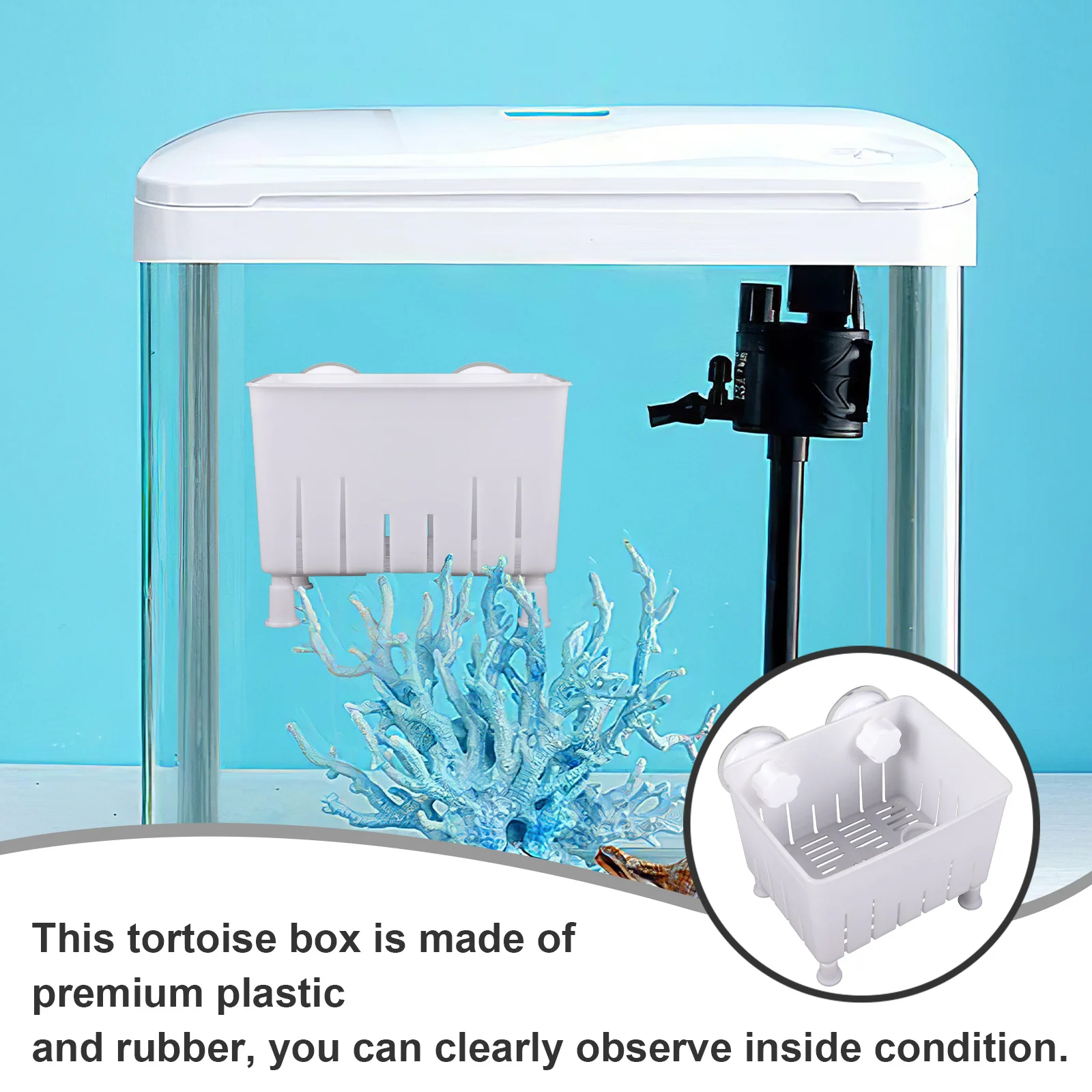

1 set Fish Isolation Box 3D Secure Design Aquarium Breeding Box With Suction Cups Transparent Plastic Turtle Separation Tank For