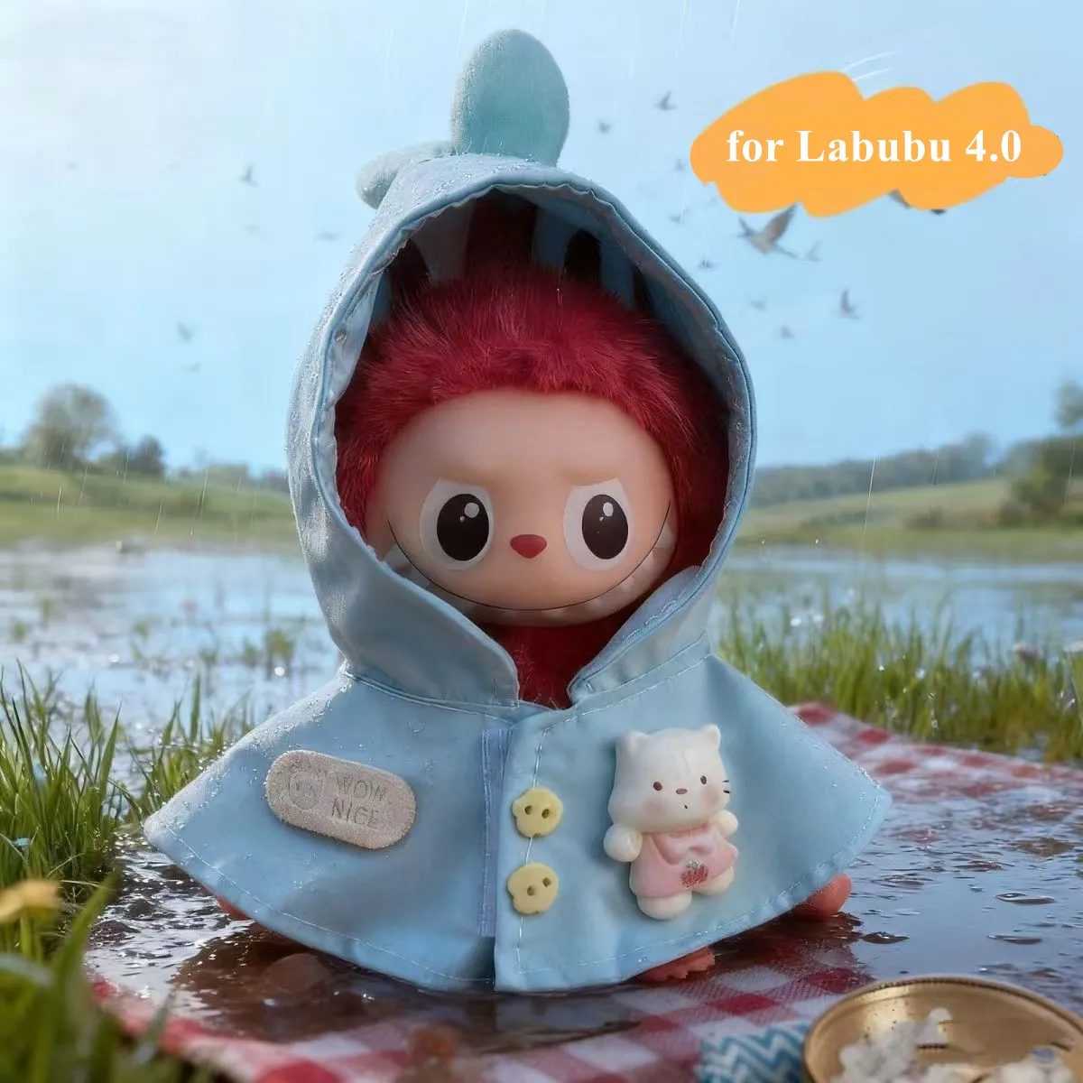 

Одежда для кукол Labubu 4,0 10 см, плащ, милый мини-наряд макарон с капюшоном, аксессуары для кукол Labubu V4