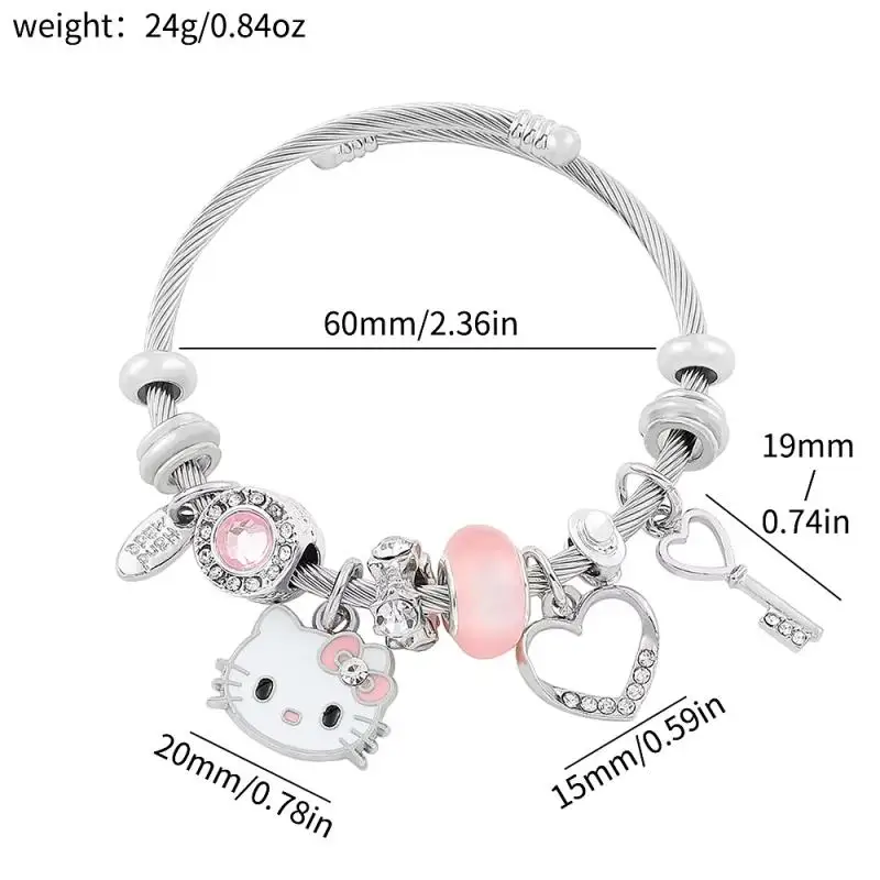 Hello Kitty Bracelet Women Charm Bracelets Cartoon Stainless Steel Bangle Bracelet Birthday Christmas Jewelry Gift for Girls