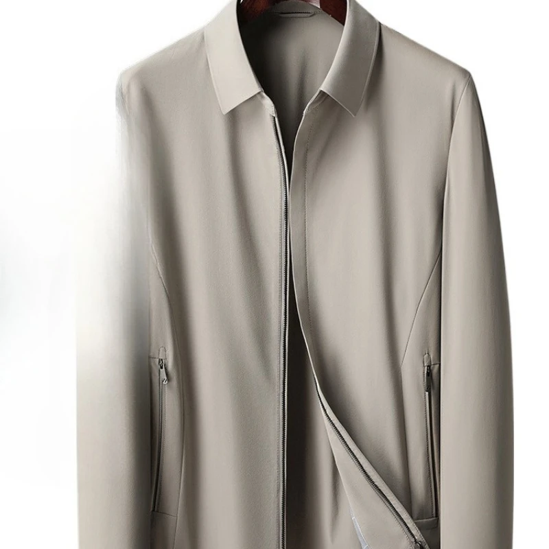 

QYLVAWOY Spring Autumn Men's Lightweight Lapel Jacket Business Style Outerwear Office Workers Stylish Comfortable High-Quality