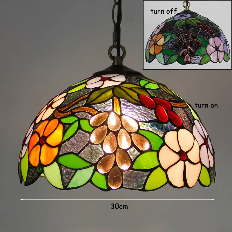 Tiffany Pendant Light Vintage Mediterranean Baroque Stained Glass Hanging Lamp Kitchen Lamp Fixture Loft Decor Indoor Lighting