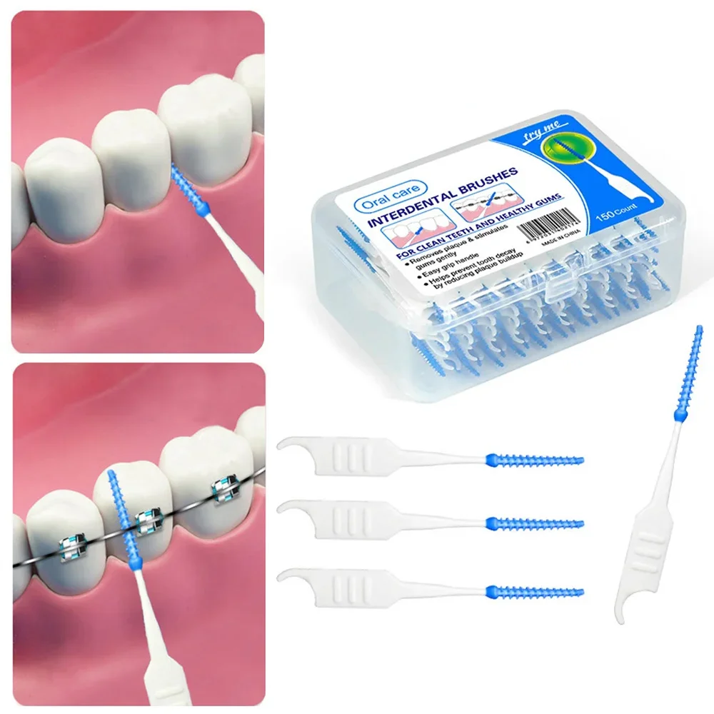 

150/40pcs Silicone Interdental Brushes Tooth Cleaning Dental Floss Toothpicks Dental Dentistry Brush Between Teeth Water Flosser