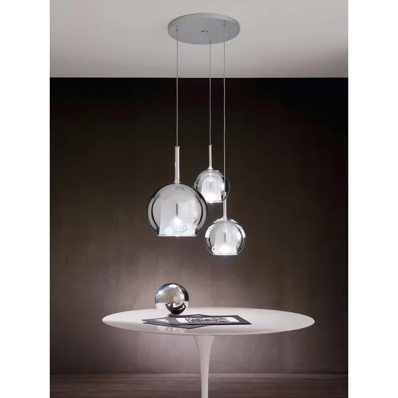 French Style Black Metal LED Transparent Glass Bubble Pendant Lighting Living Room Dining Room Indoor Home Hanging Decoration