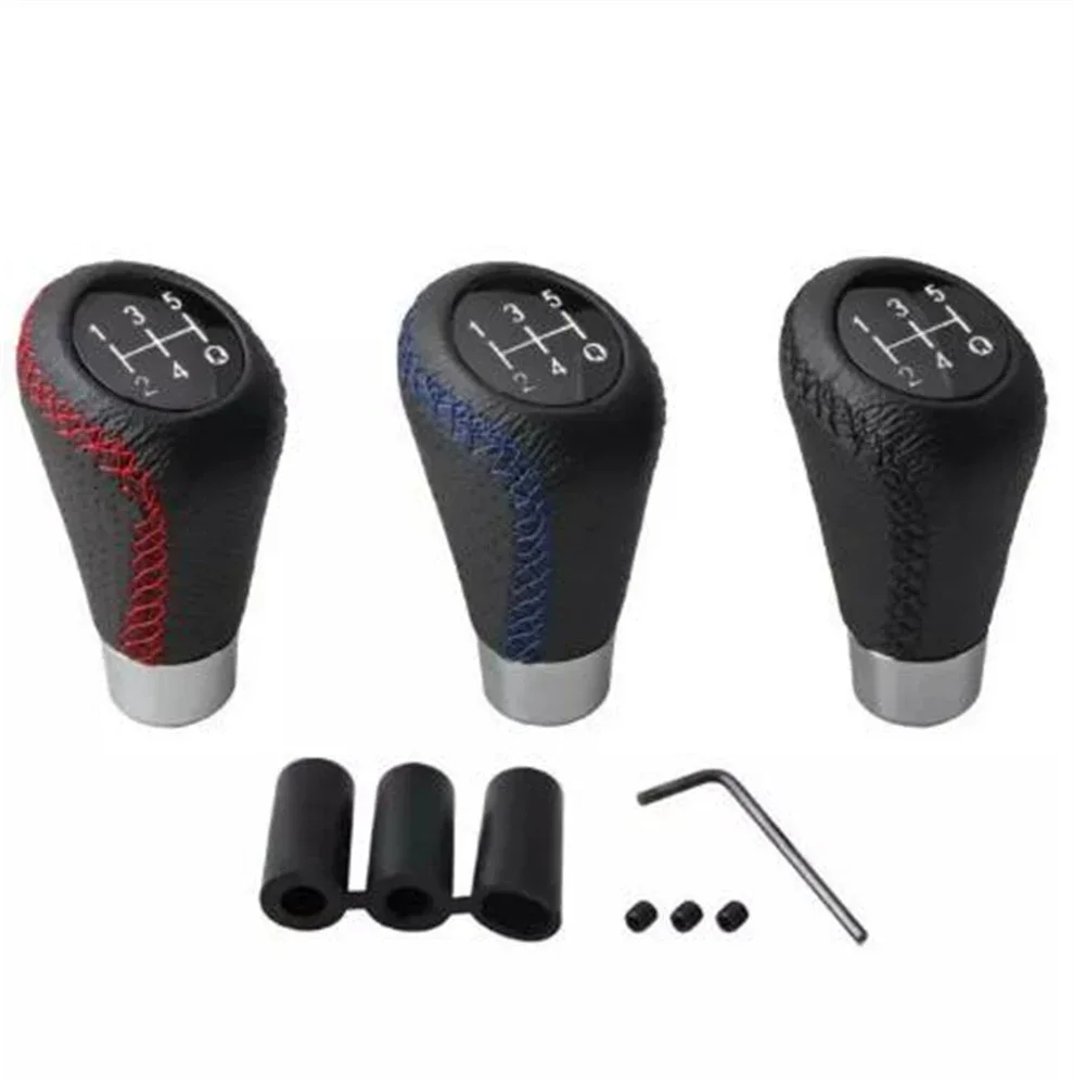 3 Colors 5 Speed Car Gear Shift Knob Leather Lever Shifter Red Stick Manual Gear Head Lever Knob Fit For Honda Toyota Nissan
