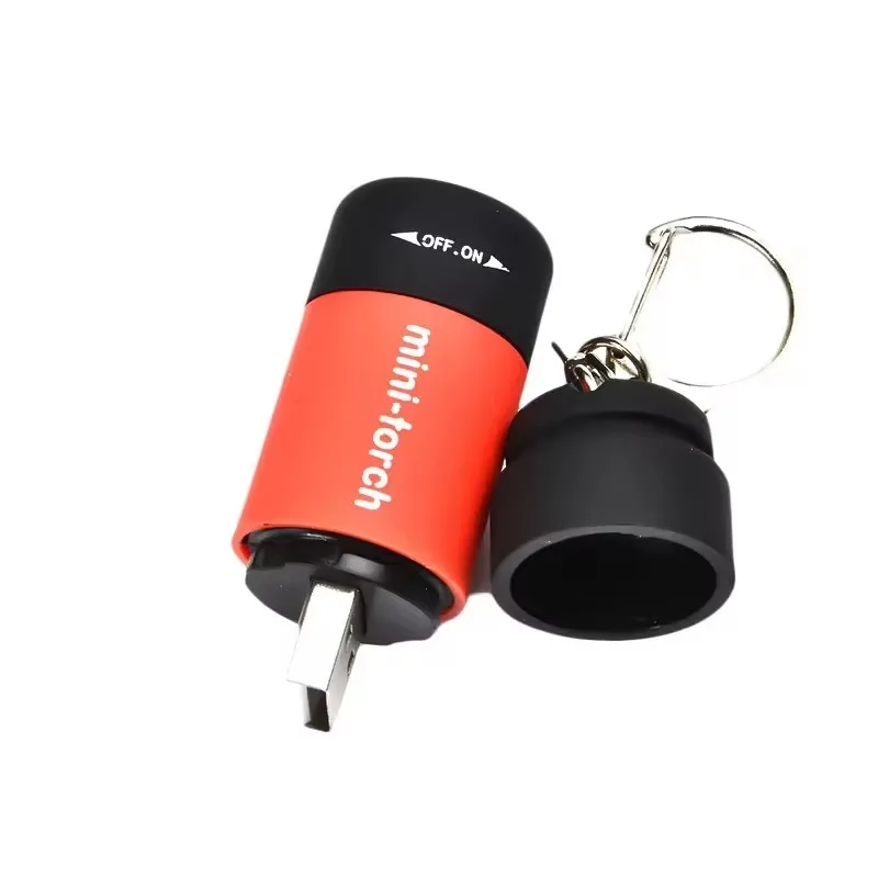 LED Mini Pocket Torch Lamp, Portable USB Rechargeable, Keychain Flashlights, Waterproof, Outdoor, Hiking, Camping, Lantern