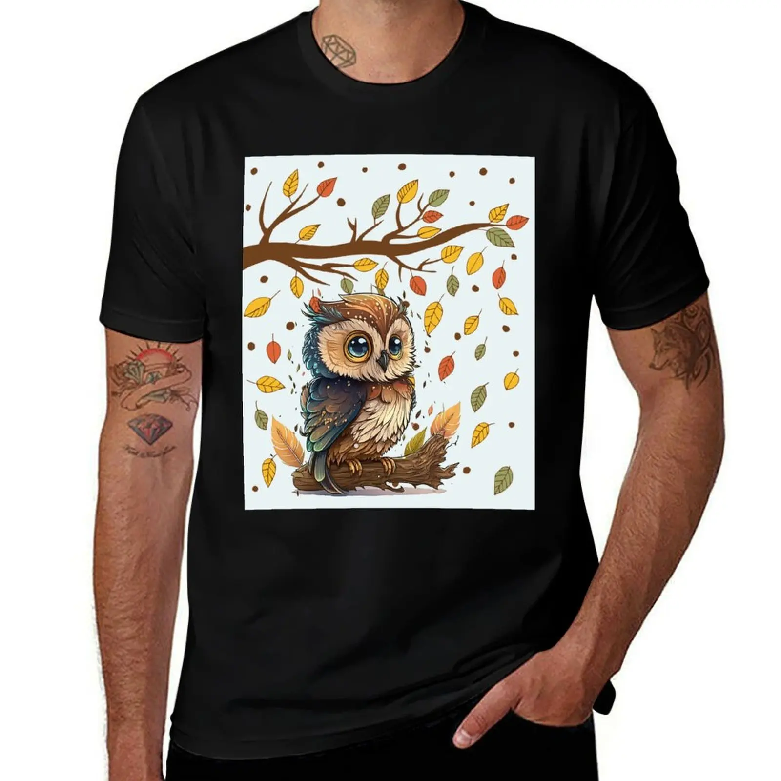 

AUTUMN OWL T-Shirt anime topping plain vintage clothes men t shirts high quality