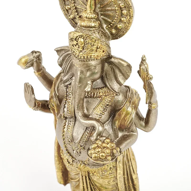 Ganesha Standing Elephant Ornament, Three-Dimensional Paste, Gold Leaf Buddha Statue, Crafts