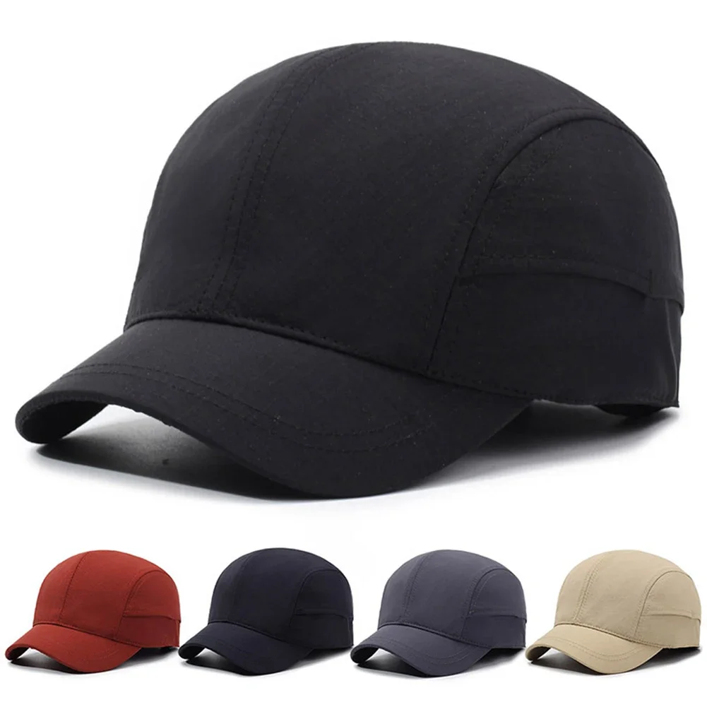 Lightweight Quick-Dry Solid Color Short-brimmed Baseball Cap Breathable Polyester Sun Protection Adjustable Buckle Closure
