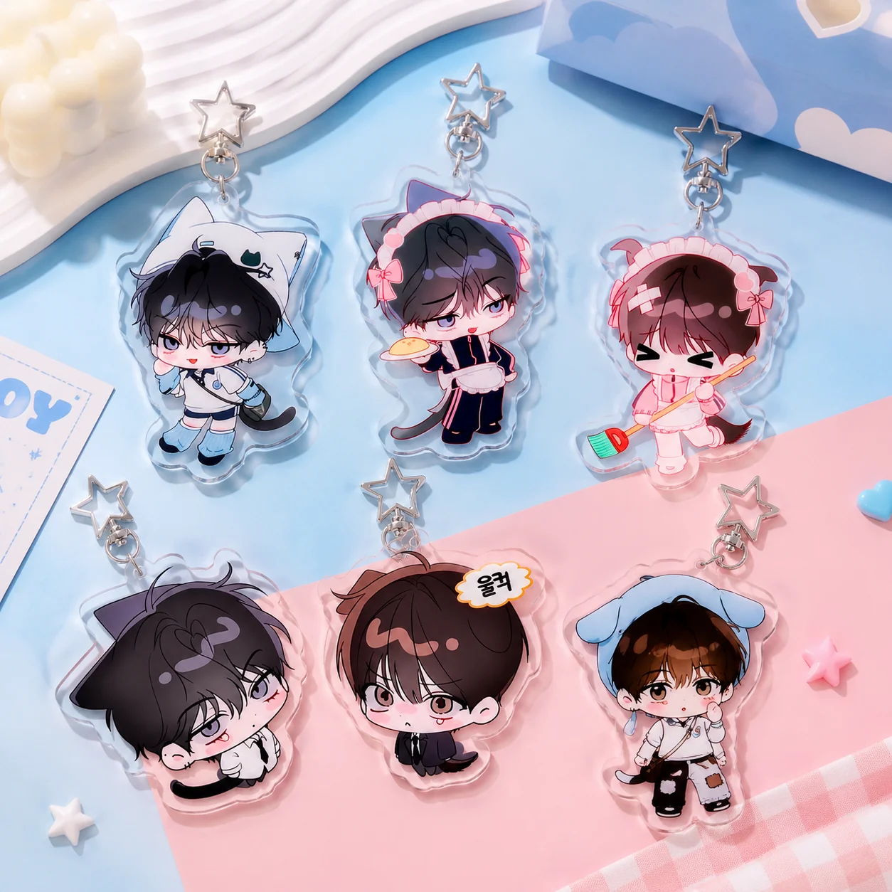 Eighteens Bed BL Manhwa New 6cm Acrylic Standee Keychain, Main Characters Desk Decor Pendant, Anime Collectible Gift