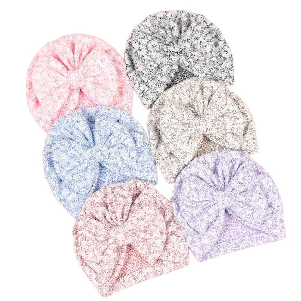 

Новая детская зимняя шапка-тюрбан с бантом, аксессуары для волос, крапчатый вязаный топ с узлом, банты для детей, теплая шапочка для новорожденных, повязки на голову для младенцев