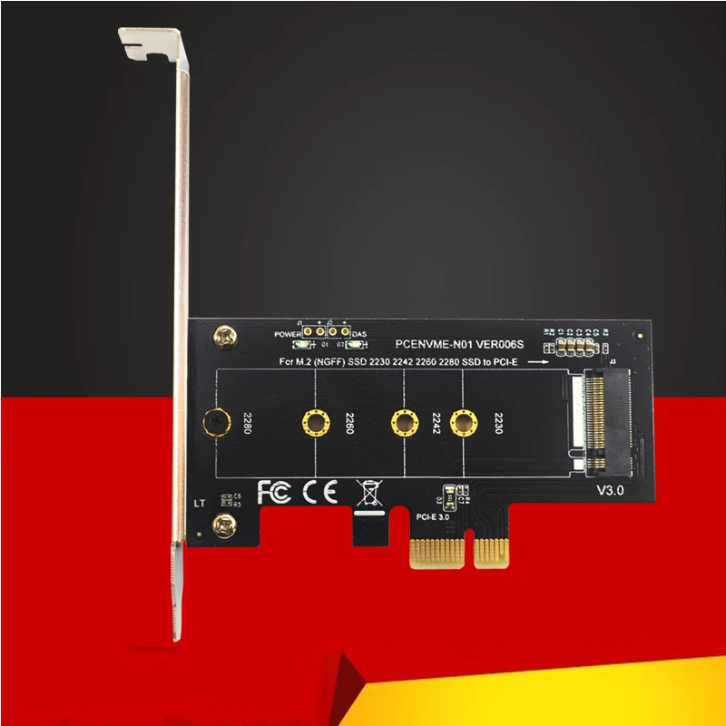 Add On Cards PCIE to M2 Adapter PCI Express 3.0 x1 to NVME SSD M2 PCIE Raiser Adapter Support 2230 2242 2260 2280 M.2 SSD