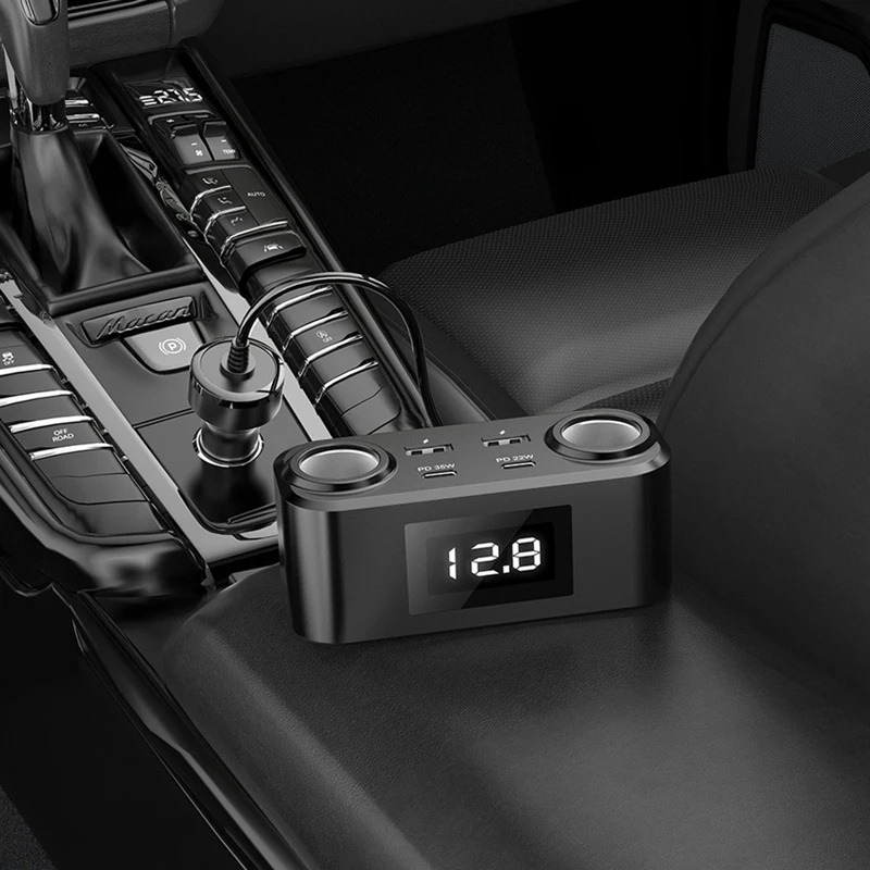 Super Sale 100W PD QC3.0 Fast Charging Car Charger 12V-24V with 4 USB Ports and Extension Cable Car Cigarette Lighter