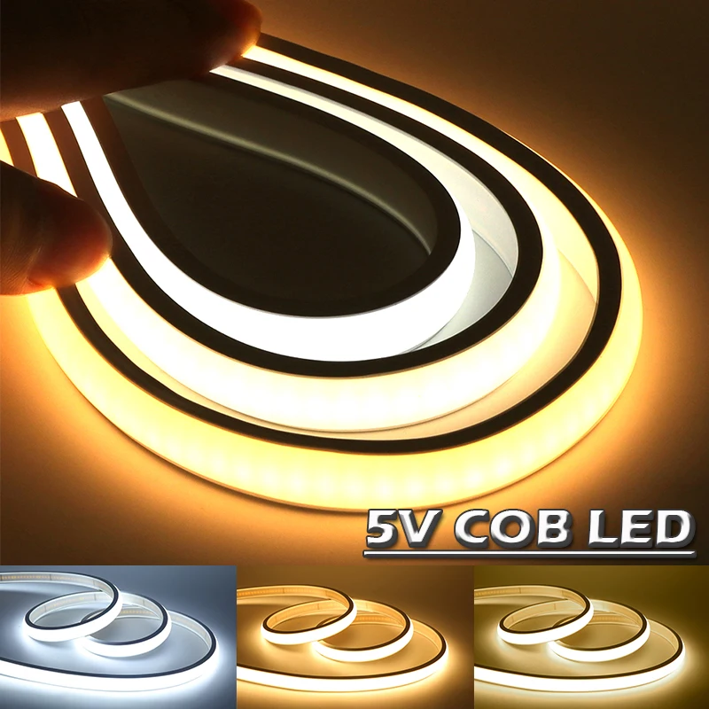 5V USB COB Neon LED-Streifen 320LEDs/M Touch-Stufenlos Dimmbares Silikon-Seil-Licht