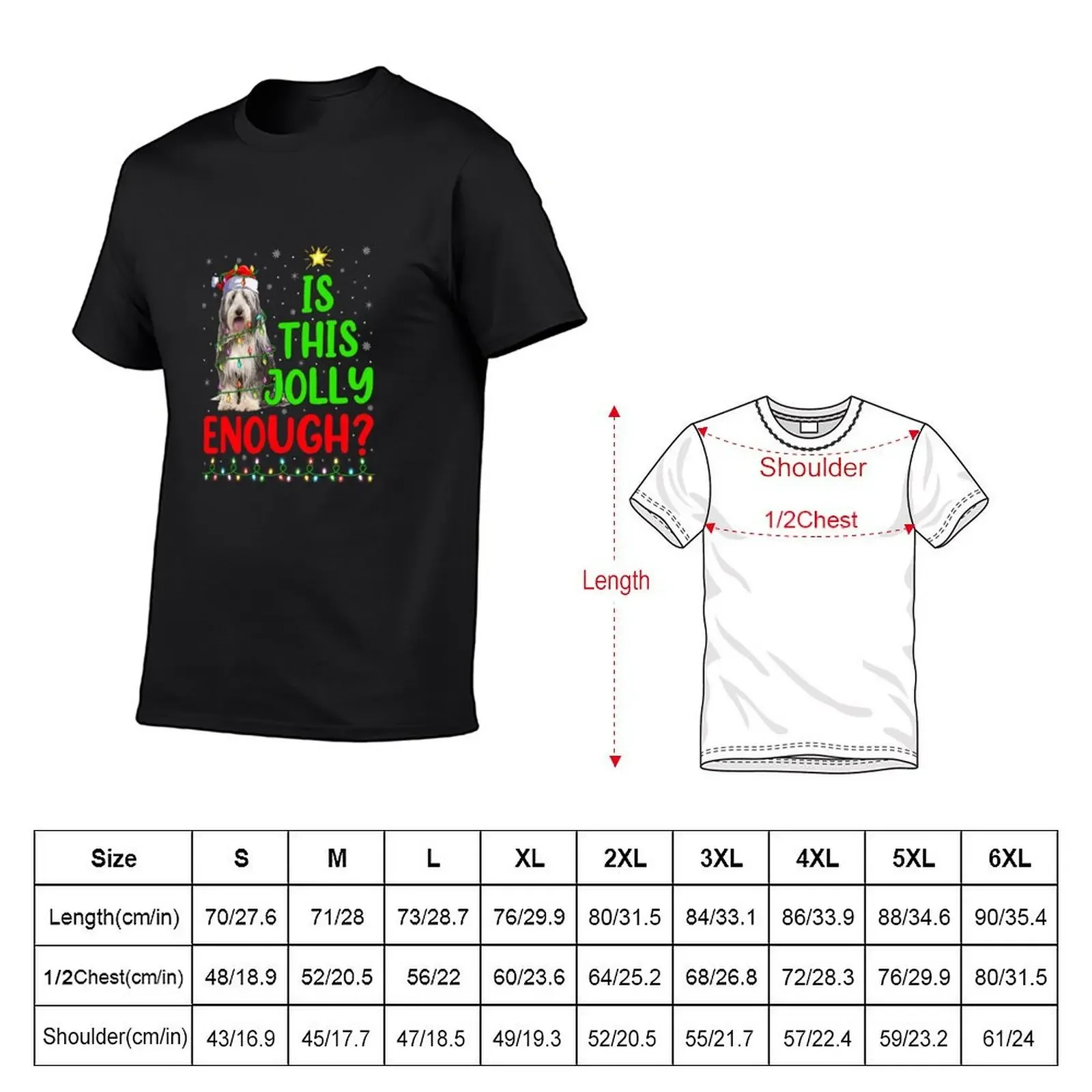 Xmas Tree Is This Jolly Enough Bearded Collie Christmas T-Shirt tops boys whites customizeds slim fit t shirts for men