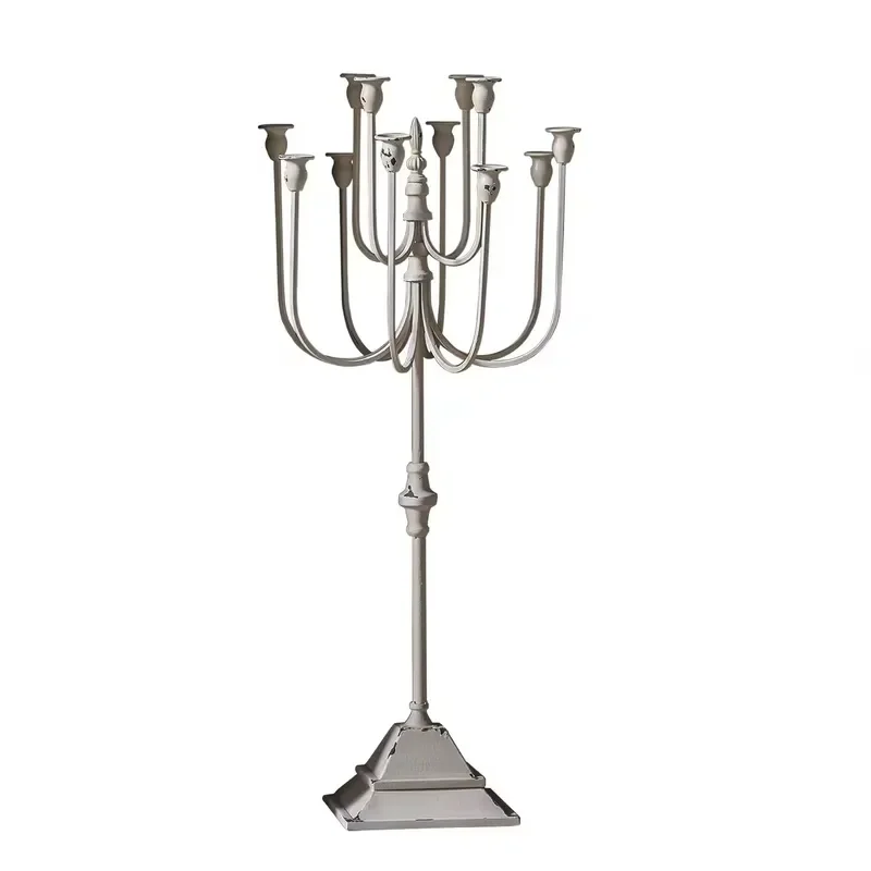 Vintage French Alloy Candle Holder Wrought Iron Retro Dining Table Decor High End Wedding Cake Stand Ornament Art Piece High