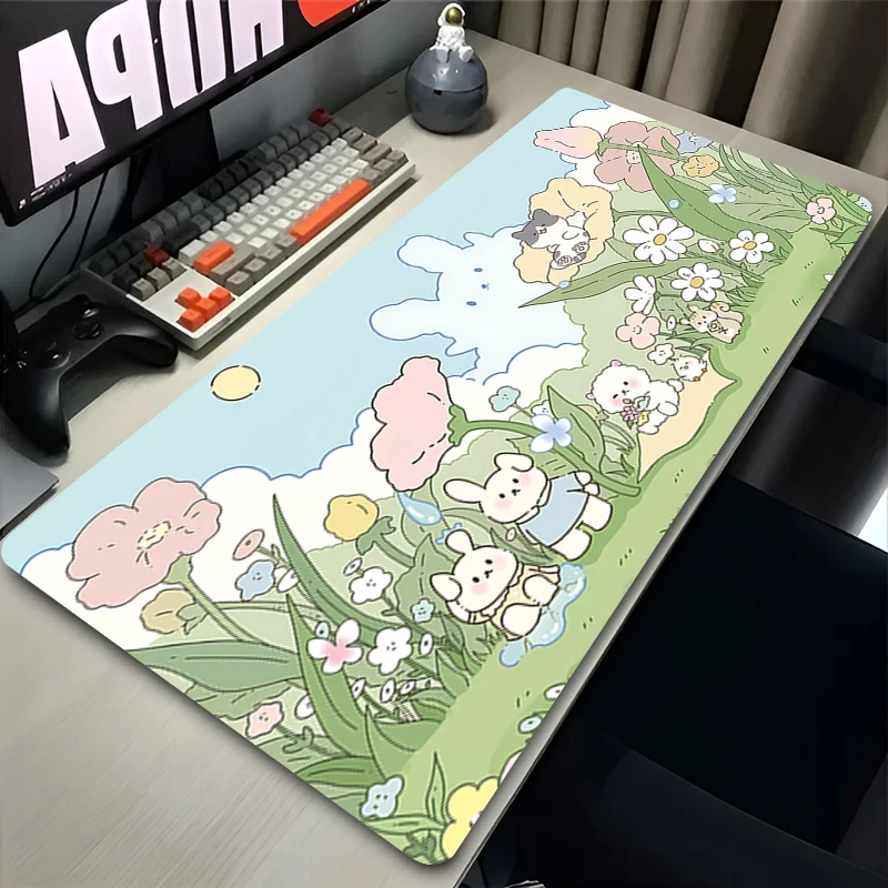 

Green plant Mouse pad Kawaii rubber anti-slip computer accessories keyboard pad large desk pad coaster PC carpet Anime Mousepad